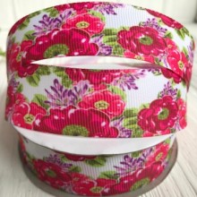 Репс 2,5 см, малинові анемони на білому