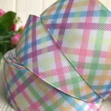 Репс 4 см, діагональна пастельна клітка на білому, м