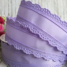 Репс з ажурним кантом, 3,5 см, фіолетовий