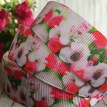 Репс 2,5 см, біло-малинові жовтці