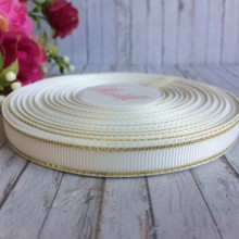 Репс 0,9 см люрекс (золото), білий, рулон 23 м