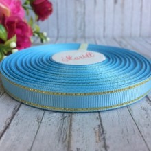 Репс 0,9 см люрекс (золото), блакитний, рулон 23 м
