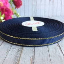 Репс 0,9 см люрекс (золото), сапфіровий, рулон 23 м