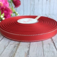 Репс 0,9 см люрекс (срібло), темно-червоний, рулон 23 м