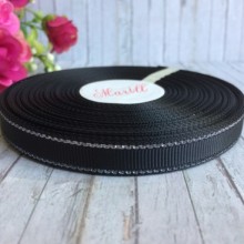 Репс 0,9 см люрекс (срібло), чорний, рулон 23 м