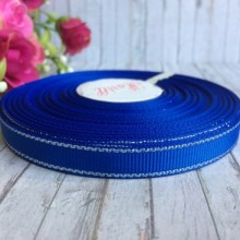 Репс 0,9 см люрекс (срібло), темно-синій, рулон 23 м