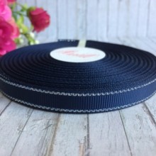 Репс 0,9 см люрекс (срібло), сапфіровий, рулон 23 м