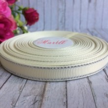 Репс 0,9 см люрекс (срібло), молочний, рулон 23 м