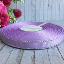 Репс 0,9 см люрекс (срібло), ліловий, рулон 23 м
