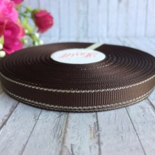 Репс 0,9 см люрекс (срібло), коричневий, рулон 23 м