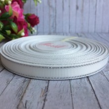 Репс 0,9 см люрекс (срібло), білий, рулон 23 м