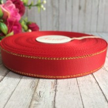 Репс 1,5 см люрекс (золото) темно-червоний, за 1 м