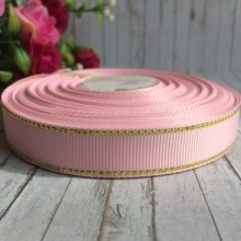 Репс 1,5 см люрекс (золото), світло-рожевий, за 1 м