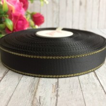 Репс 1,5 см люрекс (золото), чорний, за 1 м