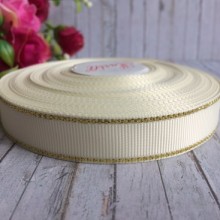 Репс 1,5 см люрекс (золото), молочний, за 1 м