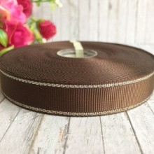 Репс 1,5 см люрекс (срібло), коричневий, за 1 м