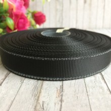 Репс 1,5 см люрекс (срібло), чорний, за 1 м