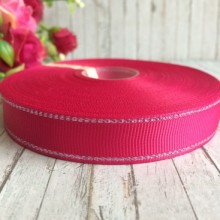 Репс 1,5 см люрекс (срібло), малиновий, за 1 м