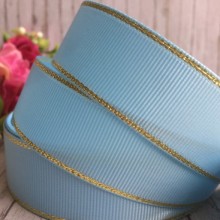 Репс 2,5 см люрекс (золото), блакитний, за 1 м