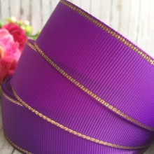 Репс 2,5 см люрекс (золото), темно-фіолетовий, за 1 м