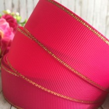 Репс 2,5 см люрекс (золото), малиновий, за 1 м