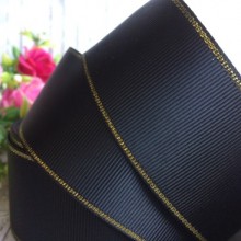 Репс 4 см люрекс (золото), чорний, за 1 м