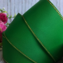 Репс 4 см люрекс (золото), зелений, за 1 м