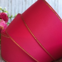 Репс 4 см люрекс (золото), малиновий, за 1 м