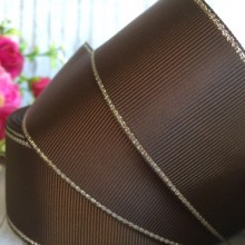 Репс 4 см люрекс (срібло), коричневий, за 1 м