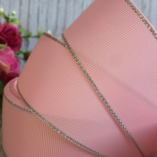 Репс 4 см люрекс (срібло), світло-рожевий, за 1 м