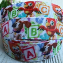 Репс 2,5 см, АВС із звірятами на білому