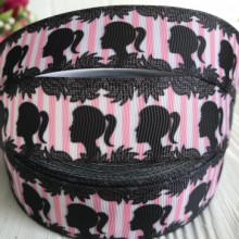 Репс 2,5 см, королева у біло-рожеву смужку