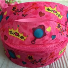 Репс 2,5 см, корона-дзеркало на малиновому