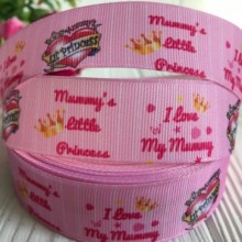 Репс 2,5 см, I love my mummy на рожевому