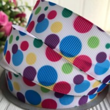 Репс 2,5 см, великий різнокольоровий горох на білому.