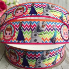 Репс 2,5 см, Олаф, Ельза та Анна на кольоровому шевроні