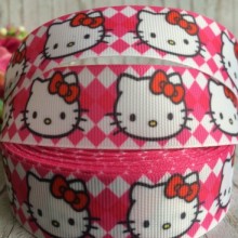 Репс 2,5 см, Кітті, біло-малинові ромби, 1 м