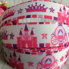 Репс 2,5 см, корона-замок-карета, білий, 1 м