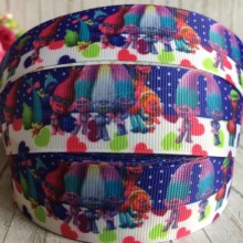 Репс 2,5 см, Тролі, біло-синьо-фіолетовий, 1 м