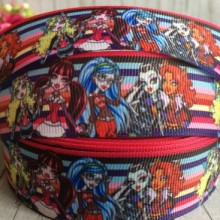 Репс 2,5 см, Monster High, різнобарвна смуга, 1 м