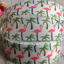 Репс 2,5 см, фламінго-пальма, білий, 1 м