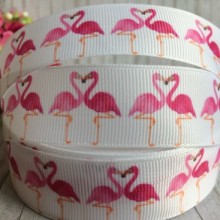 Репс 2,5 см, пара фламінго, білий, 1 м