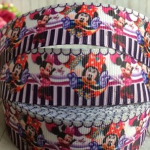 Репс 2,5 см, Мінні, біло-лілово-чорна смужка, 1 м