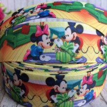 Репс 2,5 см, Міккі та Мінні, жовто-зелений, 1 м