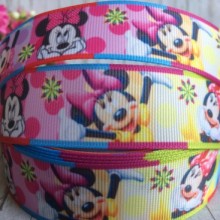 Репс 2,5 см, Мінні у червоно-блакитно-салатових квадратах, 1 м