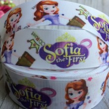 Репс 2,5 см, принцеса Софія з валізою, білий, 1 м