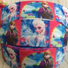 Репс 2,5 см, Ельза та Ганна, малиново-сині квадрати, 1 м