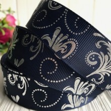 Репс із вензелями, 2,5 см, сапфіровий (срібло)