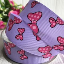 Репс 2,5 см, бантики, ліловий, метр