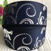 Репс із вензелями, 4 см, сапфіровий (срібло), метр